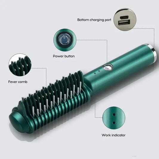 Dual-Purpose Electric Hair Comb for Curling & Straightening